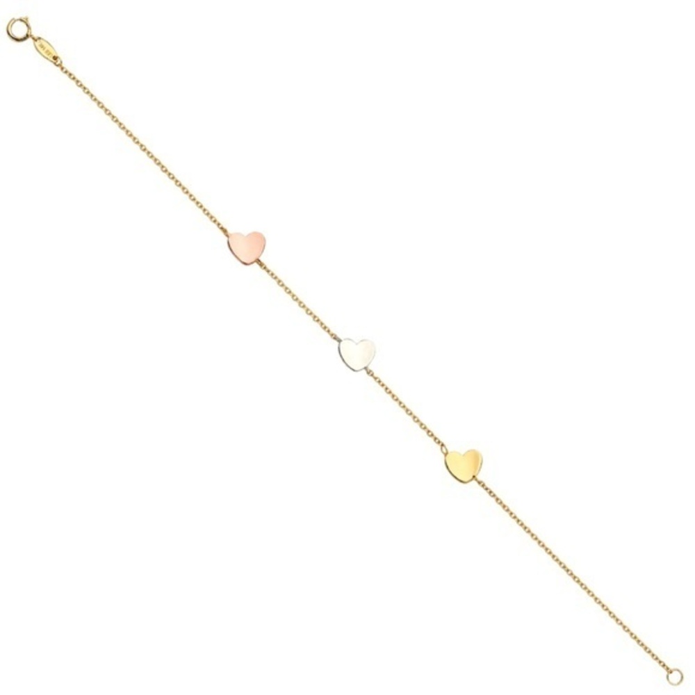 Dainty 14k Gold Heart Disk Bracelet 8 inches